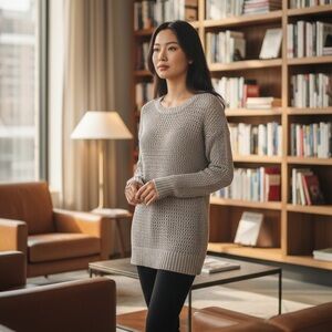 Lucky Brand Women's Light Gray Knit Sweater